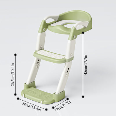 XIGGA 3 in 1 Potty Toilet Training Seat with 2-level Adjustable Steps, Equipped with Waterproof Cushion and Non Slip Step Stool, Dedicated Toilet Seat for Boys Girls - Green