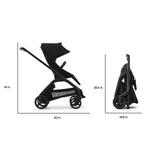 Bugaboo Dragonfly City Stroller, Lightweight Compact Baby Stroller with One Hand Easy Fold in Any Position, Full Suspension, XL Underseat Basket, Black Chassis and Forest Green Sun Canopy