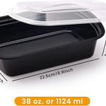 38oz Meal Prep Containers, Extra Large &Thick Food Storage Containers with Lids, Reusable Plastic,Disposable Bento Box,Stackable,Microwave/Freezer/Dishwasher Safe, BPA Free (30Pack)