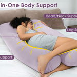 QUEEN ROSE Cooling Pregnancy Pillows, U Shaped Full Body Maternity Pillow for Pregnant Support, Purple