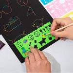 Cityrosy 32 pcs Drawing Stencils,Rainbow Scratch Paper for Stencils, Kids Activity Kit,Suitable for Classroom,Birthday,Party