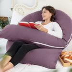 Meiz Pregnancy Pillow, Cooling Silky Pregnancy Pillows for Sleeping, 65" Maternity Pillow for Tall Pregnant Woman with Cooling Silk Jersey Cover, Purple