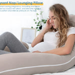 INSEN Pregnancy Pillow Cooling, Maternity Pillow with Soft Cotton Cover, C Shaped for Side Sleeping