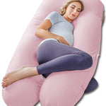 Meiz Pregnancy Pillows, Pregnancy Pillows for Sleeping, Pregnancy Body Pillow Cooling, Maternity Pillow for Pregnant Woman with Cooling Jersey Cover, Pink