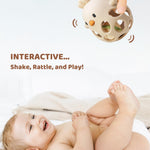 ChooKaChoo 2-in-1 Baby Teething Rattle Toy, Sensory Grasping Teether for Infants 3-12 Months, 100% Food-Grade Silicone, Easy to Hold, Soothing & Developmental, BPA Free