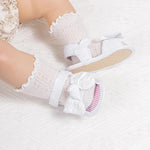 Miamooi Infant Baby Girls Boys Sandals Summer Bowknot Crib Shoes Toddler Pu Leather Flower Soft Rubber Sole Dress Flats First Walker Shoes