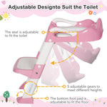 BRINJOY Potty Training Seat with Step Stool Ladder, Potty Toilet Toddler Seat w/Potty Training Chart & Cushion Handle, Kids Potty Training Toilet Chair for Girls Boys w/Non-Slip Pads Wide Step