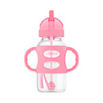 Dr. Brown's Wide-Neck Sippy Straw Bottle with Handles, Pink, 9oz/270ml, 1-Pack