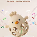 ChooKaChoo 2-in-1 Baby Teething Rattle Toy, Sensory Grasping Teether for Infants 3-12 Months, 100% Food-Grade Silicone, Easy to Hold, Soothing & Developmental, BPA Free