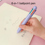 MOZXIRZ 6 Pcs Cute Pink Stationery Set Kawaii School Supplies Office Supplies Women Girls Stationery Kit Including Ballpoint Pens Pencil Highlighter Correction Tape Ruler Eraser (Purple)