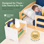 Ocodile Kids Nightstand for Floor Beds, Solid Wood Small Bedside Table with Book Pocket, Low Tiny Nightstand for Nursery, Toddler & Kids Room, Montessori Style Side Table - White