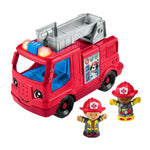 Fisher-Price Little People Toddler Toy Fire Truck Musical Push-Along Vehicle with 2 Figures for Pretend Play Ages 1+ Years