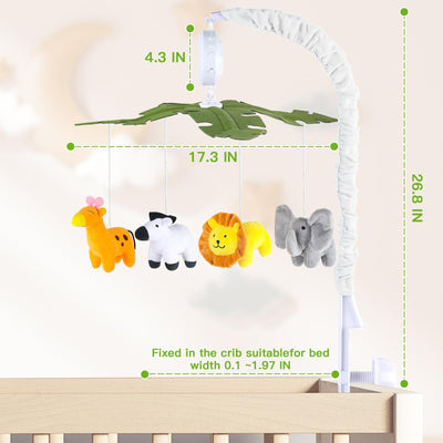 Baby Crib Mobile with Music and Lights, Mobile for Crib with Remote Control, Rotation, Starlight Projection, Crib Toys for Babies Boys Girls(Green)