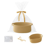 Gift Basket with Gift Bag and Ribbons,Small Rope Woven Shelf Storage,Baskets for Gifts Empty,Birthday,Shower,Decorative Organizer Box for Cat Dog Pet with Handles(White)