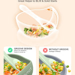 Qyeejong Silicone Suction Bowls for Baby Toddler - BPA Free Silicone Bowl and Spoon Set for Baby Led Weaning & Self Feeding - Toddler Sticky Dishes, Microwave & Dishwasher Safe
