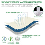 Waterproof Mattress Protector Twin Size, Skin Friendly and Breathable Twin Mattress Cover for Kids, Viscose Made from Bamboo Jersey Mattress Pad with 14" Deep Pocket