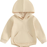 Thorn Tree Newborn Baby Boys Hooded Sweatshirt Long Sleeve Solid Romper Infant Baby Fall Winter Spring Outfits