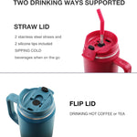 40 oz Tumbler with Handle, Insulated Tumblers with Lid and Straw, Large Metal Sports Water Bottle Jug, Thermal Stainless Steel Travel Coffee Mug Cup, Black