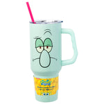 Silver Buffalo Spongebob Squarepants Featuring Squidward Tentacles Stainless Steel Tumbler with Handle and Straw, Fits in Standard Cup Holder, 40 Ounces
