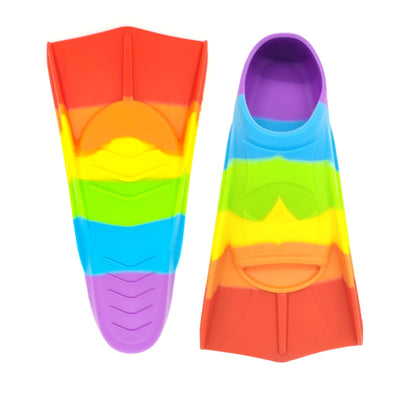 Fadgesy Swimming Training Fins,Comfortable Silicone Flippers for Swimming and Diving,Size Suitable Kids Girls Boys Adult (X-Small, SixColorful-F)