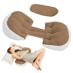Trankerloop Pregnancy Pillow for Sleeping, Maternity Pillow with Pillow Cover - Support for Back, Legs, Belly, HIPS,Brown