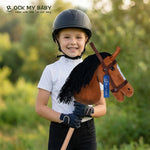 ROCK MY BABY Hobby Horse Plush Stuffed Stick Horse with Award Ribbon for Boys and Girls 3+ Fun Toys for Pretend Play (Golden Brown) CPC Certified