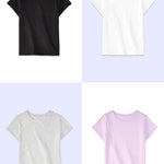 Garanimals Baby & Toddler Girl Solid Tees - Short Sleeve Tees - Kid's Casual Crew Neck - Size 3-6 Months - Black, Grey, White, Purple - 4 Pack