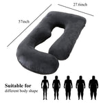 ALLOPERA Pregnancy Pillow, Full Body 57 Inch Maternity Pillow with Removable Washable Cover - Sleep Support for Legs, Back, Neck, Shoulder, HIPS, Belly for Pregnent Women, Black Grey Velvet Cover
