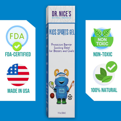 DR. NICE'S Kids Sports Gel | for Minor Blisters, Cuts, Scrapes, Wounds, Burns, Friction, Weather Chap, Chafe Discomfort | First-aid Hydrogel (30 ML)