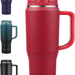 40 oz Tumbler with Handle, Insulated Tumblers with Lid and Straw, Large Metal Sports Water Bottle Jug, Thermal Stainless Steel Travel Coffee Mug Cup, Black