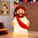 Jesus Night Light Rechargeable Bedside Night Light Dimmable Silicone LED Light Ideal for Religious Gatherings, Gifts for Sunday School, Baptism Presents, Easter Egg Decorations (Blue)