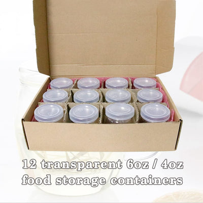 TOFOAN Baby Food Storage Containers,12 Pack Baby Food Containers with Lids,6 oz Glass Baby Food Jars,Small Snack Containers for Toddlers,Thickened Baby Food Storage Containers for Infant and Baby