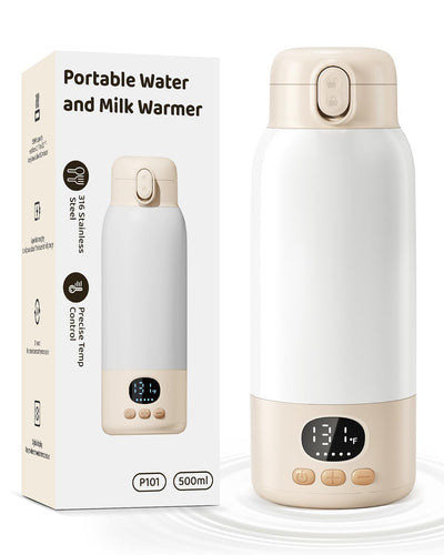 Lxlu Portable Bottle Warmer for Travel, 17 Ounces Milk Warmer for Baby Breastmilk with Fast Heating & Precise Temp Control, Bottle Warmer for Car, Outdoors