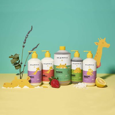 Alaffia Babies and Kids Shampoo and Body Wash, Gentle and Calming Support for Soft Hair and Skin with Shea Butter, Neem, and Coconut Oil, Fair Trade, Lemon Lavender
