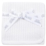 Little Me Baby Unisex White Cable Knit Swaddling Receiving Blanket, 30 X 27 inches, 100% Cotton Baby Blankets