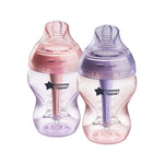 Tommee Tippee Baby Bottles, Advanced Anti-Colic Baby Bottle with Slow & Medium Flow Breast-Like Nipple, 9oz, 0m+, Self-Sterilizing, Baby Feeding Essentials, Pack of 2