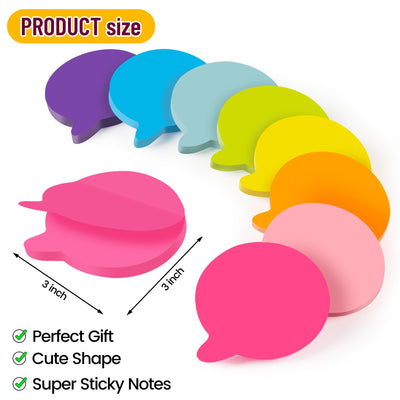 Bubble Sticky Notes 3x3 in, 8 Pads, Super Cute Bright Color Strong Adhesive Gift Post, Clean Removal, 82 Sheets/pad