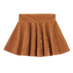 QinCiao Baby Toddler Girl Corduroy Pleated Skirt Mini Tutu Skirt Solid Color Slim Dress Yellow 18-24 Months