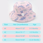 XIAOHAWANG Baby Boy Bucket Toddler Kids Sun Hat UPF 50+ Wide Brim Outdoor Beach Caps Play hat(Pink Purple Dino,48cm(6-12 Months))