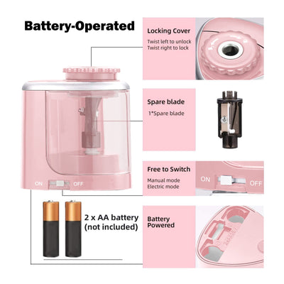 Aogwat Pencil Sharpener Electric Pencil Sharpener for Kids, Blade to Fast Sharpen, Suitable for No.2/School/Classroom/Office/Home (Pink)