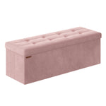 SONGMICS Mazie Collection - Storage Ottoman Bench, Foldable Foot Rest, 15 x 43 x 15 Inches, End of Bed Bench, Storage Chest, Load 660 lb, Living Room, Bedroom, Entryway, Jelly Pink ULSF277R01