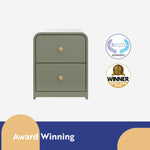 Storkcraft Next Santos 2-Drawer Nightstand (Olive with Natural) – GREENGUARD Gold Certified, Pre-Installed Drawer Tracks for Easier Assembly, Nightstand Organizer for Kids Bedroom