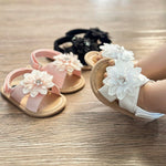 QWZban Baby Girl Sandals Summer Lace Flowers Princess Wedding Dress Flats Shoes Newborn Crib Shoes First Walkers Prewalkers