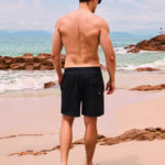 SILKWORLD Mens Swimming Trunks with Compression Liner 2 in 1 Quick-Dry Swim Shorts with Zipper Pockets Black