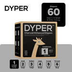 DYPER Charcoal Enhanced Diapers | Baby Diapers from Plant-Based* & Honest Materials | Day & Overnight Diapers | Disposable Diapers for Sensitive Skin (Size 1, 60, Count)