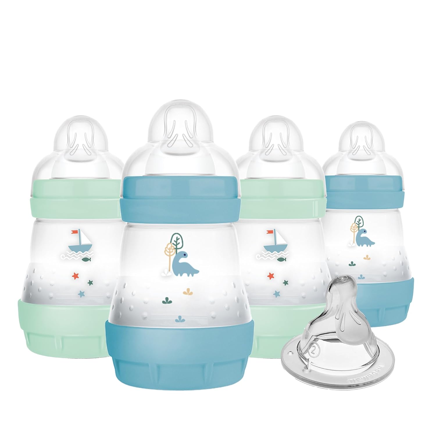MAM Easy Start Anti-Colic Baby Bottles, Extra Slow Flow, Breastfeeding-Like Silicone Nipple Bottle, Reduces Colic, Gas, & Reflux, Easy-to-Clean, BPA-Free, Vented Baby Bottles for Newborns, 0-3 Months