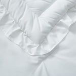 3 Pieces Crib Bedding Set Baby Ruffle Quilted Comforter with Fitted Sheet and Pillowcase - Cute Ruffled Shabby Chic Bedding Soft Blanket Design White