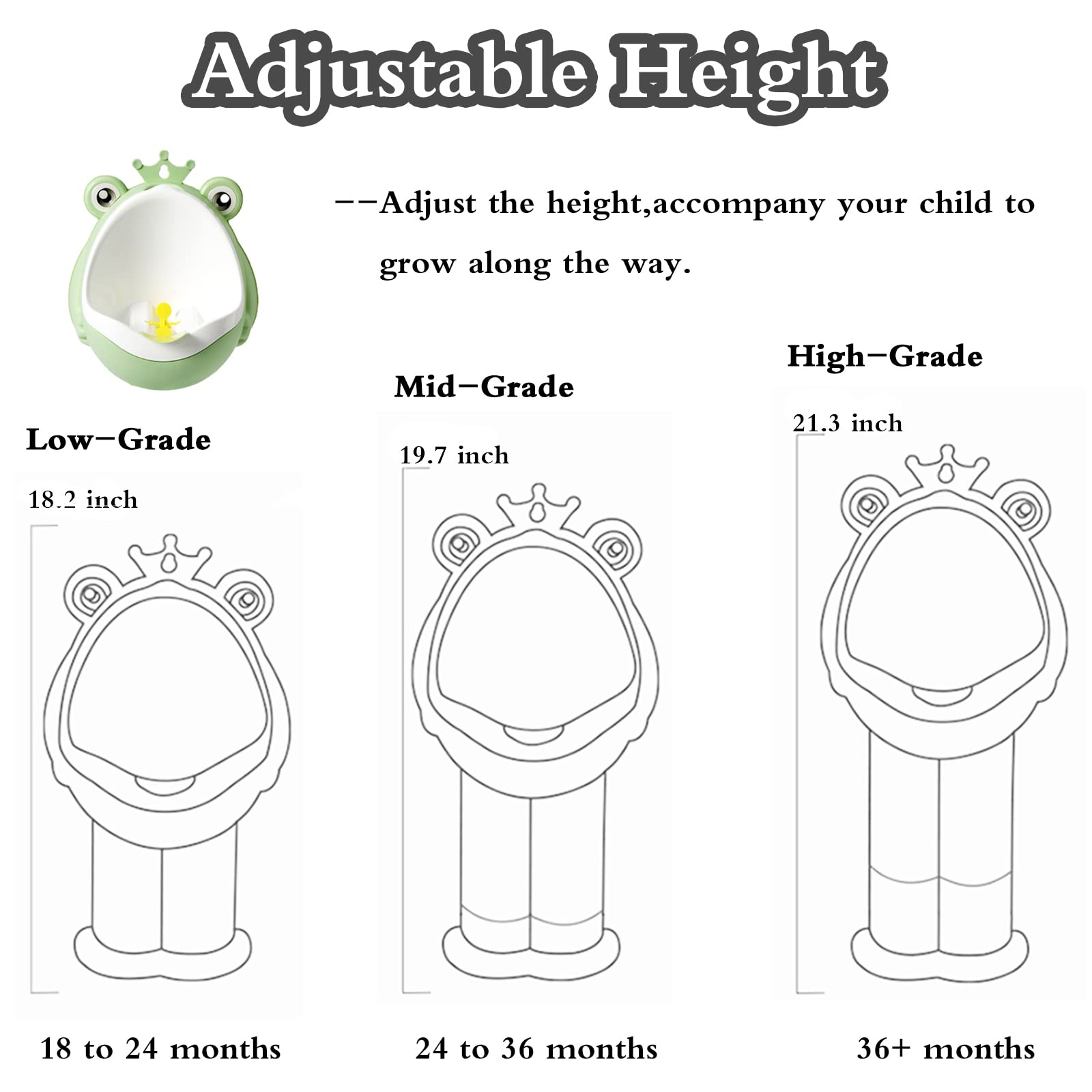 Frog Pee Training,Potty Training Urinal for Boys Kids Toddler Standing Urinal Wall-Mounted Toilet with Funny Aiming Target,Green