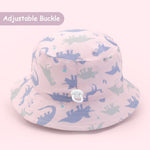 XIAOHAWANG Baby Boy Bucket Toddler Kids Sun Hat UPF 50+ Wide Brim Outdoor Beach Caps Play hat(Pink Purple Dino,48cm(6-12 Months))