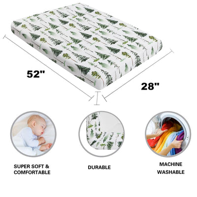 4 Pack Woodland Forest Animals Wood Neutral Unisex Fitted Baby Crib Sheets Set for Baby Boys or Girls (Cartoon Beer, 52 * 28)